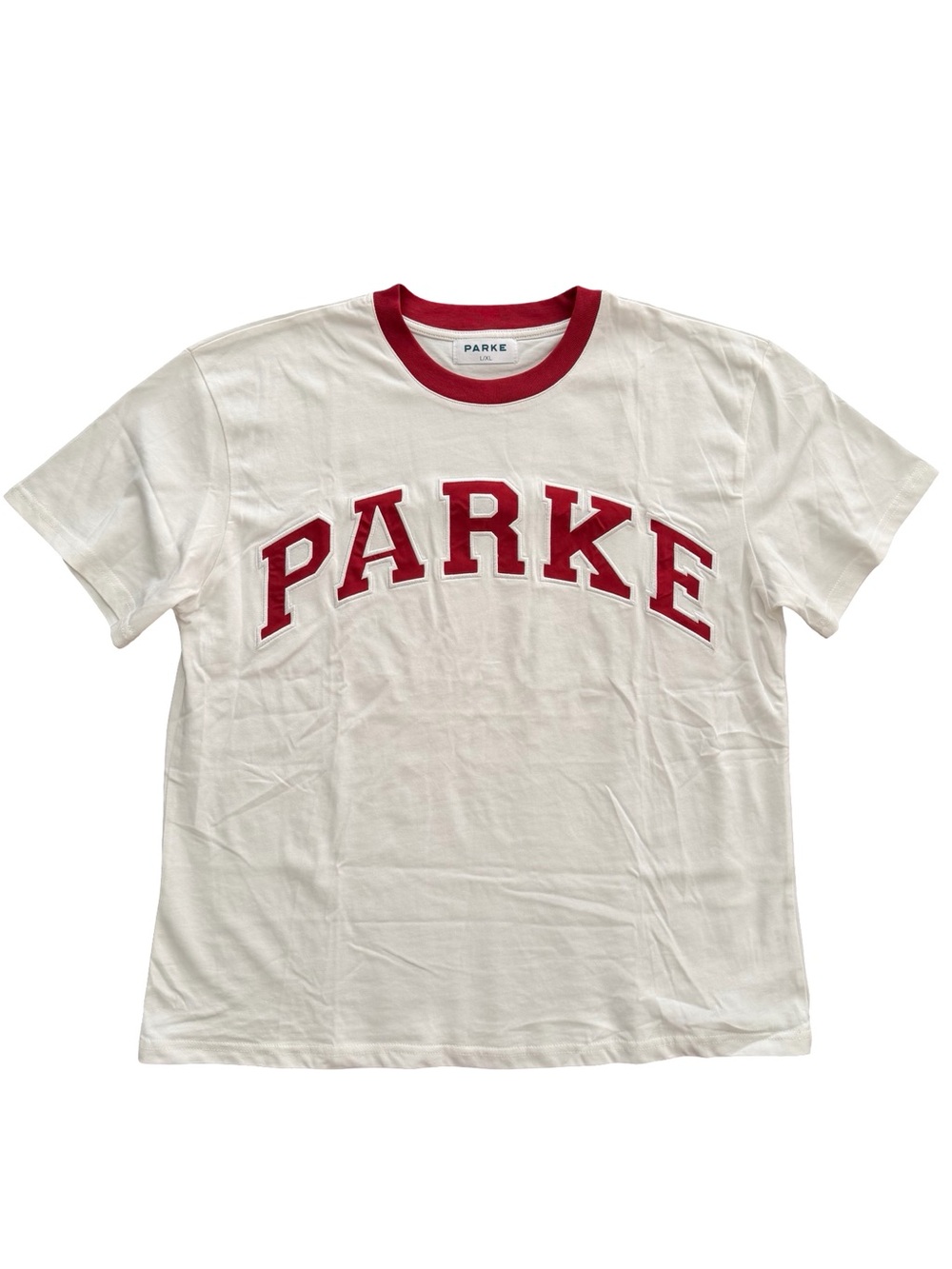 Brand New Parke Varsity Tee in Crimson Size L/XL